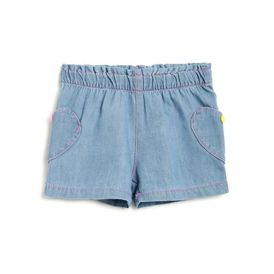 Girls Medium Light Blue Short Woven Trousers